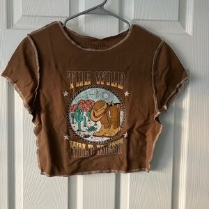 Love Tribe Tan Graphic Crop Top